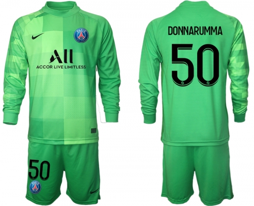 Men 2021-2022 Club Paris St German green goalkeeper Long Sleeve 50 Soccer Jersey