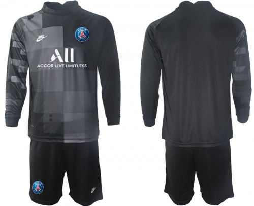 Men 2021-2022 Club Paris St German black goalkeeper Long Sleeve blank Soccer Jersey