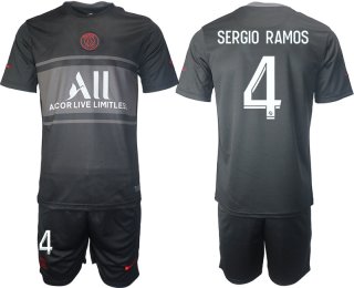 Men 2021-2022 Club Paris St German Second away black 4 Soccer Jersey