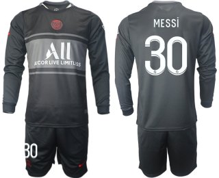 Men 2021-2022 Club Paris St German Second away black Long Sleeve 30 Soccer Jersey