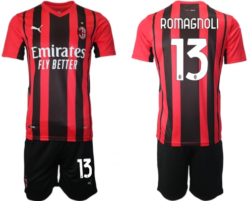 Men 2021-2022 Club AC Milan home red 13 Soccer Jersey