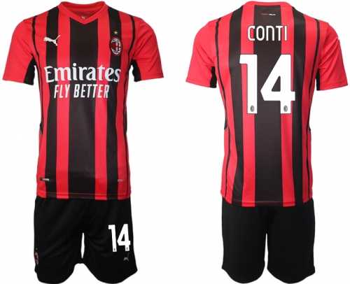 Men 2021-2022 Club AC Milan home red 14 Soccer Jersey