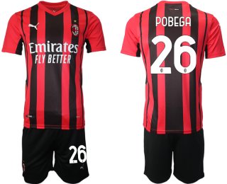 Men 2021-2022 Club AC Milan home red 26 Soccer Jersey