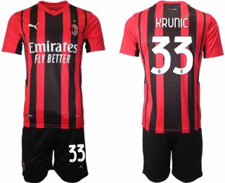 Men 2021-2022 Club AC Milan home red 33 Soccer Jersey