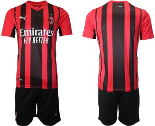 Men 2021-2022 Club AC Milan home red blank Soccer Jersey