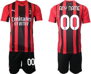 Men 2021-2022 Club AC Milan home red customized Soccer Jersey