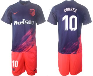 Men 2021-2022 Club Atletico Madrid away purple 10 Soccer Jersey