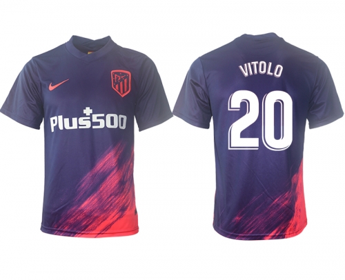 Men 2021-2022 Club Atletico Madrid away aaa version purple 20 Soccer Jersey