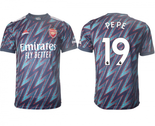 Arsenal F.C #19 Nicolas Pépé Away Soccer Jersey3