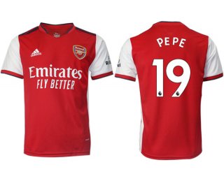 Arsenal F.C #19 Nicolas Pépé Red Home Soccer Jersey1