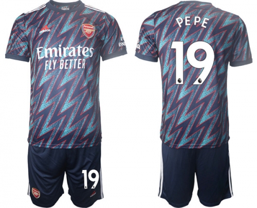 Arsenal F.C #19 Nicolas Pépé Away Soccer Jersey with Shorts