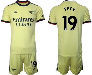 Arsenal F.C #19 Nicolas Pépé Away Soccer Jersey with Shorts1