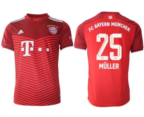 Men's FC Bayern München #25 Thomas Müller Red Home Soccer Jersey