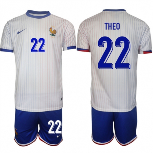 Men's France #22 Theo White 2024-25 Away Soccer Jersey Suit