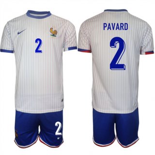 Men's France #2 Benjamin Pavard White 2024-25 Away Soccer Jersey Suit