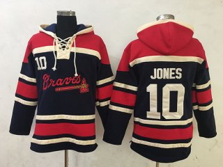 Men's Atlanta Braves #10 Chipper Jones Retired Navy Blue Stitched MLB Baseball Hoodie