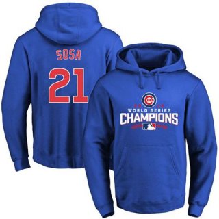 Cubs #21 Sammy Sosa Blue 2016 World Series Champions Pullover MLB Hoodie