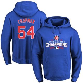 Cubs #54 Aroldis Chapman Blue 2016 World Series Champions Pullover MLB Hoodie