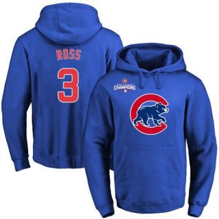 Cubs #3 David Ross Blue 2016 World Series Champions Primary Logo Pullover MLB Hoodie