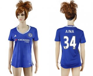 2016-17 Chelsea #34 AINA Home Soccer Women's Blue AAA+ Shirt