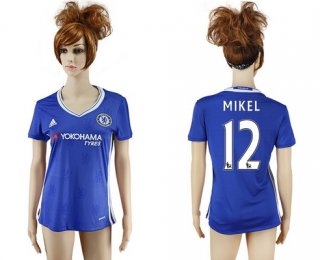 2016-17 Chelsea #12 MIKEL Home Soccer Women's Blue AAA+ Shirt