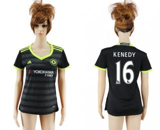 2016-17 Chelsea #16 KENEDY Away Soccer Women's Black AAA+ Shirt