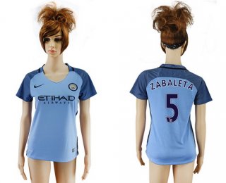 2016-17 Manchester City #5 ZABALETA Away Soccer Women's Blue AAA+ Shirt