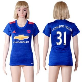 2016-17 Manchester United #31 SCHWEINSTEIGER Away Soccer Women's Red AAA+ Shirt