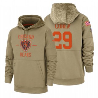 Chicago Bears #29 Tarik Cohen Nike Tan 2019 Salute To Service Name & Number Sideline Therma Pullover Hoodie