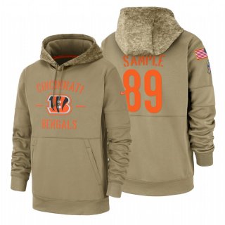 Cincinnati Bengals #89 Drew Sample Nike Tan 2019 Salute To Service Name & Number Sideline Therma Pullover Hoodie