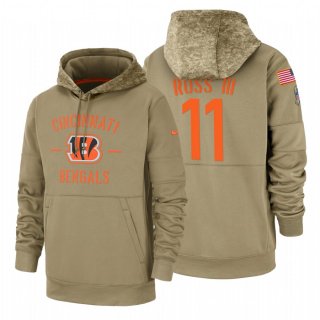 Cincinnati Bengals #11 John Ross III Nike Tan 2019 Salute To Service Name & Number Sideline Therma Pullover Hoodie