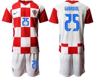 Men 2020-2021 European Cup Croatia home red 25 Nike Soccer Jersey