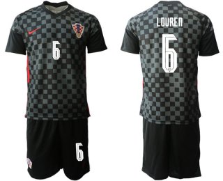 Men 2020-2021 European Cup Croatia away black 6 Nike Soccer Jersey