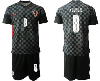 Men 2020-2021 European Cup Croatia away black 8 Nike Soccer Jersey