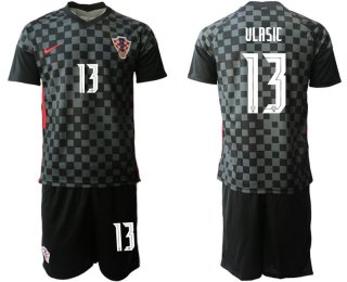 Men 2020-2021 European Cup Croatia away black 13 Nike Soccer Jersey