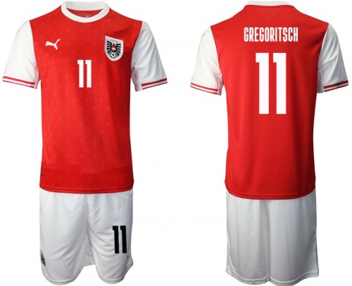 Men 2020-2021 European Cup Austria home red 11 Soccer Jersey