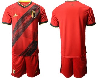 Men 2021 European Cup Belgium home red Soccer Jersey