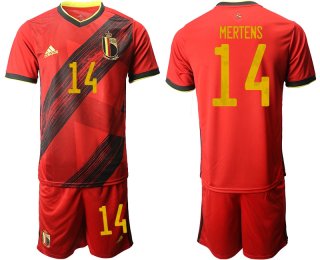 Men 2021 European Cup Belgium home red 14 Soccer Jersey