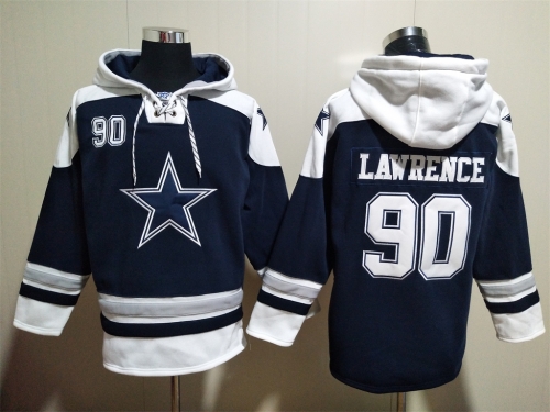 Men's Dallas Cowboys #90 Demarcus Lawrence Navy Blue Ageless Must Have Lace Up Pullover Hoodie