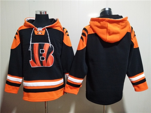 Men's Cincinnati Bengals Blank Orange Black Ageless Must-Have Lace-Up Pullover Hoodie