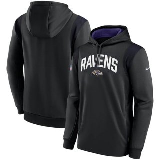 Mens Baltimore Ravens Black Sideline Stack Performance Pullover Hoodie