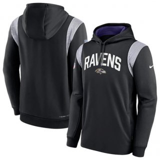 Men's Baltimore Ravens Black Sideline Stack Performance Pullover Hoodie