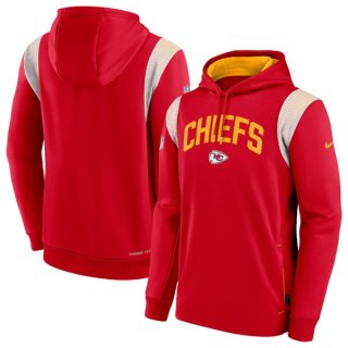 Mens Kansas City Chiefs Red Sideline Stack Performance Pullover Hoodie