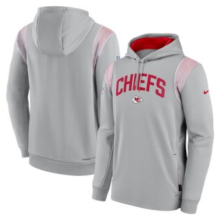 Mens Kansas City Chiefs Gray Sideline Stack Performance Pullover Hoodie