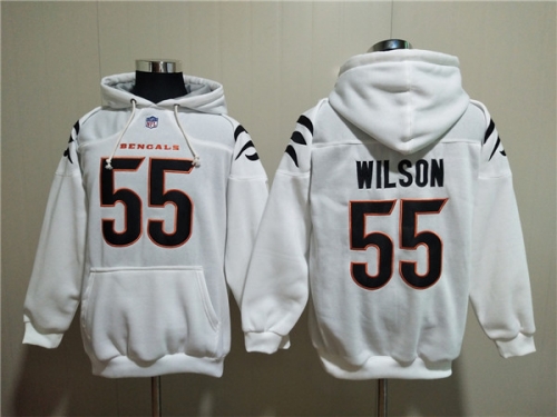 Men's Cincinnati Bengals #55 Logan Wilson White Pullover Hoodie