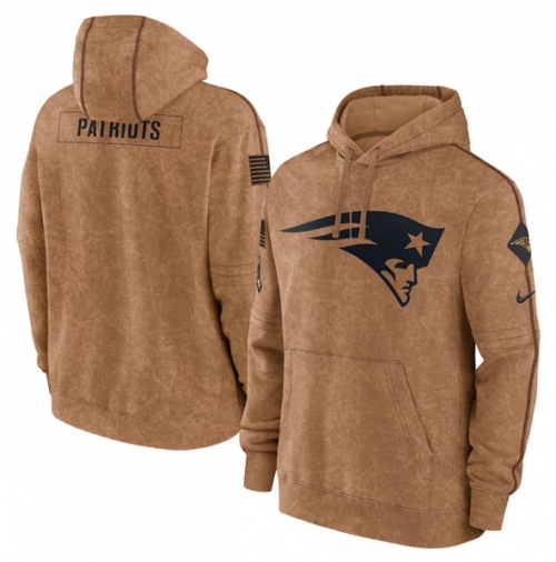 Men's New England Patriots 2023 Brown Salute to Service Pullover Hoodie