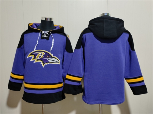 Men's Baltimore Ravens Blank Ageless Must-Have Lace-Up Pullover Hoodie