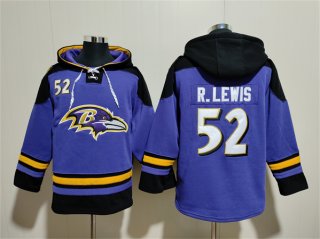 Men's Baltimore Ravens #52 Ray Lewis Ageless Must-Have Lace-Up Pullover Hoodie