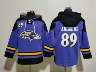 Men's Baltimore Ravens #89 Mark Andrews Ageless Must-Have Lace-Up Pullover Hoodie