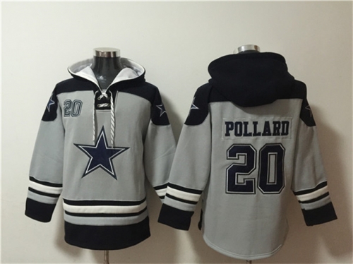 Men's Dallas Cowboys #20 Tony Pollard Gray Ageless Must-Have Lace-Up Pullover Hoodie